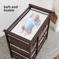 Table à langer Garvee pour bébé avec 6 tiroirs, barrières de sécurité, hauteur réglable pour nouveau-nés et nourrissons, bois, tapis imperméable, facile à nettoyer