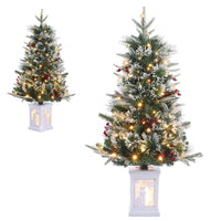 Sapin de Noël artificiel Garvee, 1 pièce – 90 cm, 78 LED (blanc chaud), 8 modes d'éclairage, pied en X, fibre optique, effet givré
