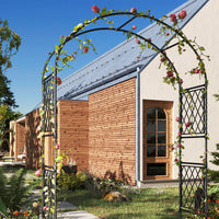 Arche de jardin en métal Garvee, 220 x 150 cm, résistante aux intempéries, structure en fer robuste, noire, pour terrasse, mariage, allée de jardin