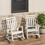 Garvee Lot de 2 chaises à bascule extérieures en PEHD, dossier ergonomique, résistantes aux intempéries, pour jardin et terrasse, blanc - Blanc