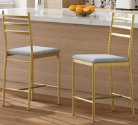 Ensemble de 2 tabourets de bar Garvee de 57 cm (22,4 po), chaises de salle à manger en métal, assise rembourrée en cuir PU de 40,6 cm (16 po), couleur or, pour restaurant et maison
