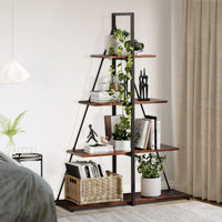 Étagère échelle à 4 niveaux Garvee, motif voilier, bois robuste, imperméable, pour salon et bureau, blanche, gain de place