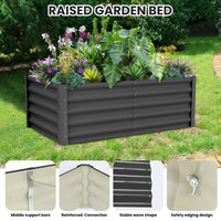 Jardinière surélevée galvanisée Garvee 182 x 91 x 46 cm (6 x 3 x 1,5 pi) - Construction robuste en acier - Protection antirouille - Fond ouvert - Coins de sécurité