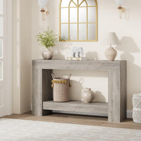 Garvee Console 119,4 cm pour couloir, 2 niveaux, bois robuste, style rustique, avec rangement, pour salon et entrée, marron