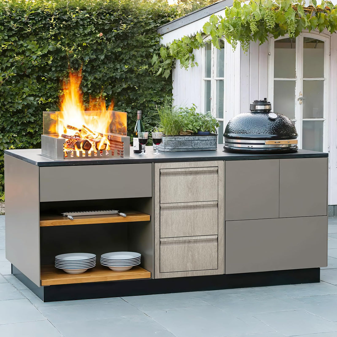 Garvee tiroirs de cuisine extérieure en acier inoxydable, 3 niveaux, résistants aux intempéries avec poignées, pour barbecue, îlot de terrasse, 37.3 cm x 47 cm x 62.2 cm, argent