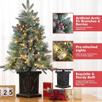 Sapin de Noël artificiel Garvee, 1 pièce – 90 cm, 78 LED (blanc chaud), 8 modes d'éclairage, base semi-circulaire, fibre optique, effet givré