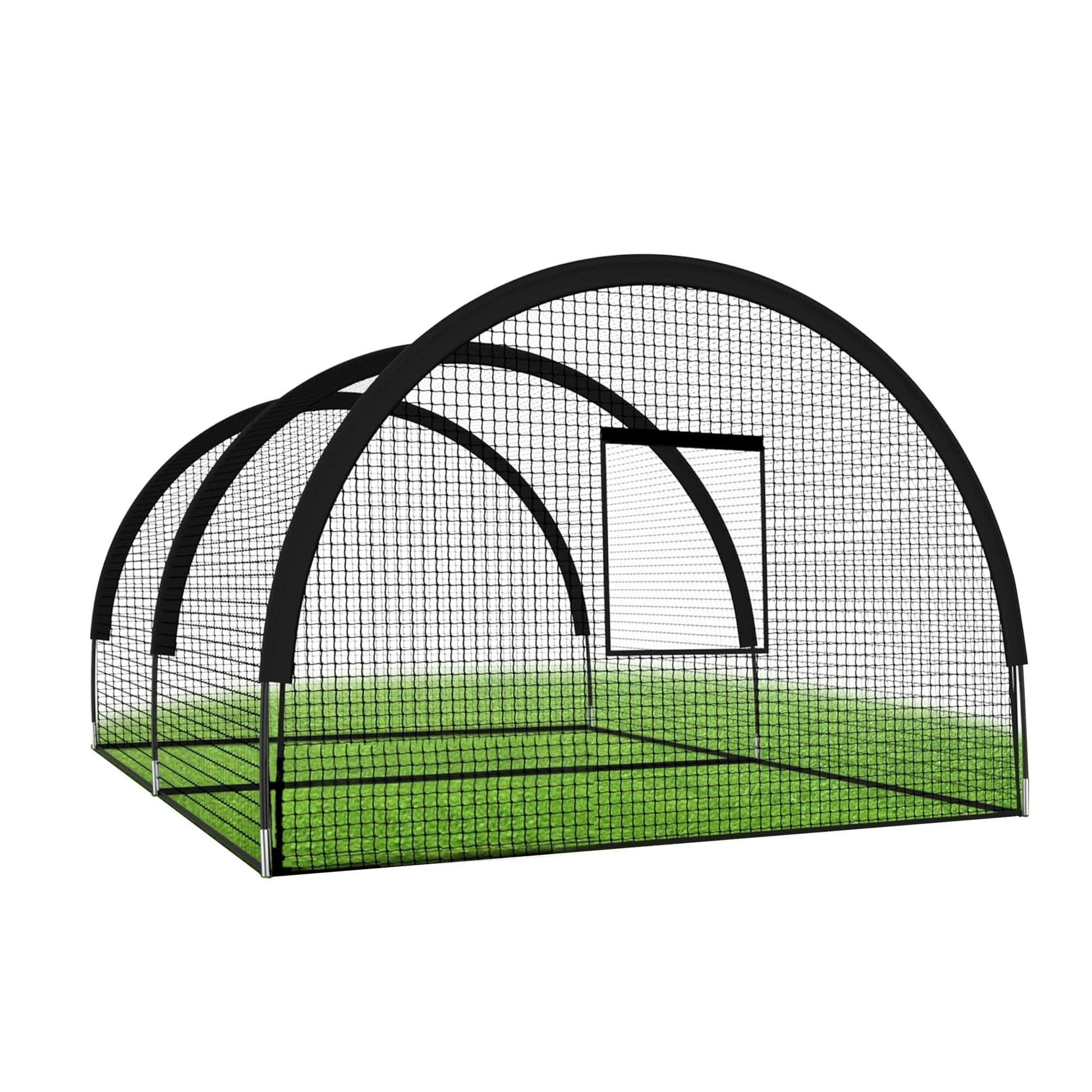 Cage de frappe de baseball Garvee de 10 m avec cadre, en polyester et poteaux en fibre de verre, pour l'entraînement au baseball et au golf dans le jardin, 10 x 3,7 x 2,4 m, noir