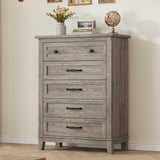 Garvee commode à 5 tiroirs avec grand espace de rangement, en MDF, imperméable, pour la chambre et le salon, dimensions 80 × 40 × 105 cm - Gris