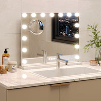Miroir de maquillage GARVEE Hollywood 58 x 46 cm avec 15 LED tactiles, blanc