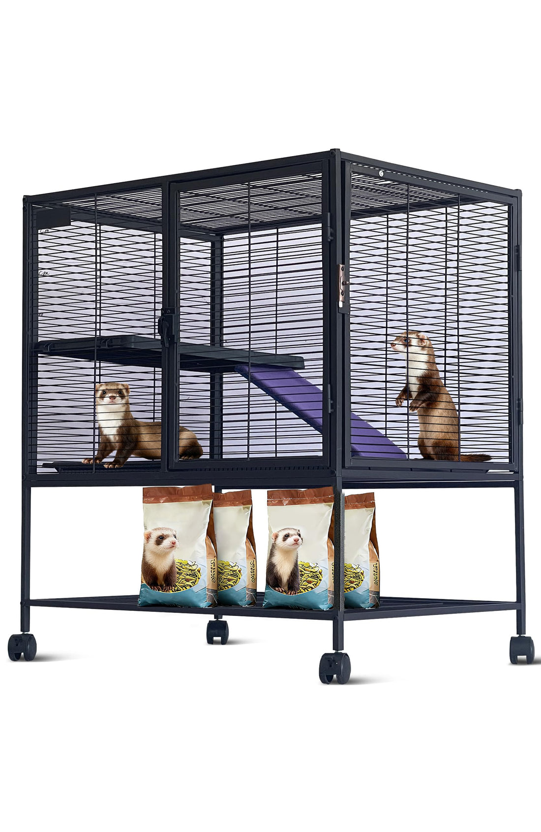 Cage Garvee pour petits animaux, en métal, 91 cm de hauteur, à plusieurs étages avec rampes, plateau amovible, sans BPA, pour hamsters, lapins et chinchillas