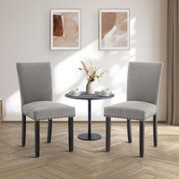 Ensemble de 2 chaises de salle à manger rembourrées Garvee, tissu, garniture cloutée, pieds en bois, ergonomiques, modernes, gris clair, cuisine et restaurant