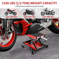 Pont élévateur Garvee pour motos, capacité de levage 500 kg, pliable, mobile, en acier, à ciseaux, pour atelier et usage routier, noir.