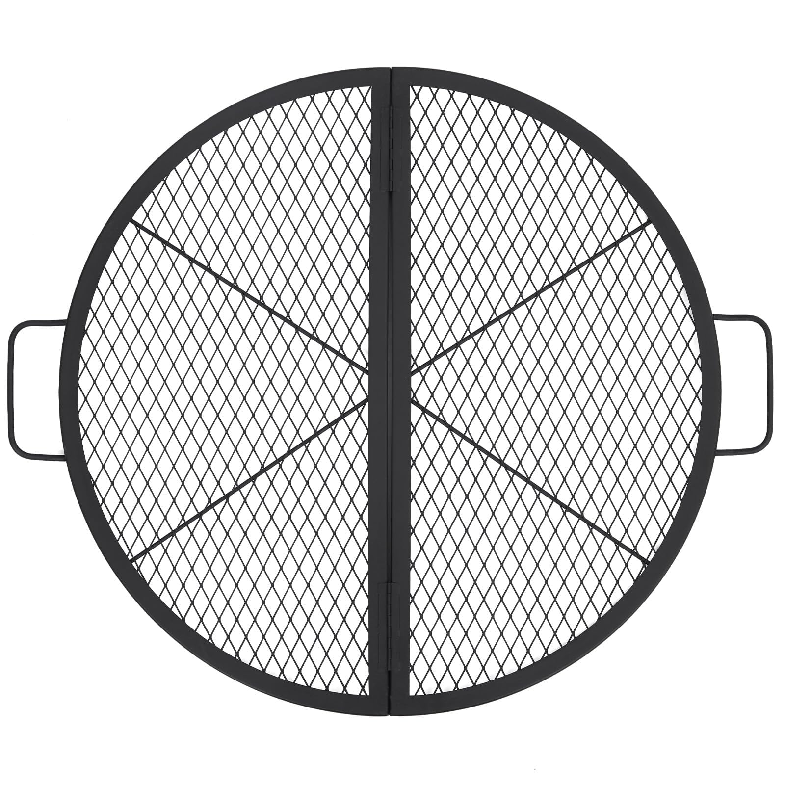 Grille de barbecue pliable Garvee X-Marks en acier robuste, idéale pour le camping et les grillades en extérieur. Grande surface de cuisson, résistante à la chaleur jusqu'à 600 °C, avec poignées.
