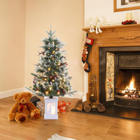 Sapin de Noël artificiel Garvee, lot de 2 – 90 cm, 78 LED à fibre optique (blanc chaud), 8 modes d'éclairage, boîte avec lampe bonhomme de neige