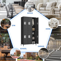 Casier métallique Garvee à 6 portes pour employés, robuste, ventilé, double compartiment, pour bureaux et salles de sport, 183 cm (H) x 40 cm (L) x 90 cm (P), revêtement en poudre