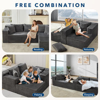 Canapé d'angle modulaire Garvee Cloud 269 cm - Moelleux et confortable - Canapé en L - Tissu de haute qualité - Coussin d'assise profond - Salon et séjour - Gris