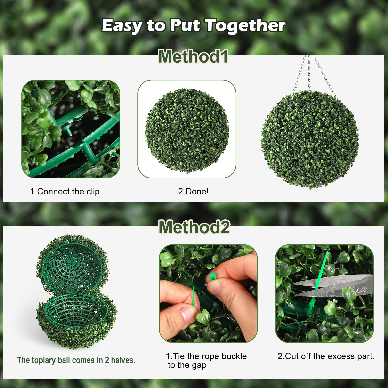 Boule de buis artificielle Garvee de 40 cm (16 pouces) avec 8 modes d'éclairage, fonctionne sur piles, en polyéthylène (PE), résistante aux UV, avec télécommande et couleur verte. Idéale pour le jardin et les mariages.