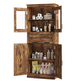 Garvee Meuble de rangement , 170 cm, 4 portes, tiroir, 2 rangées, marron rustique, étagères réglables - Marron rustique