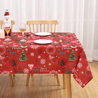 Garvee Nappe de Noël, polyester, résistante à l'huile et aux taches, lavable, pour l'intérieur et l'extérieur, motif de Noël, rouge, 132 × 229 cm