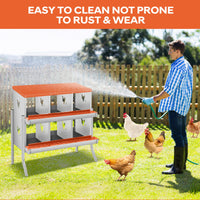 Nichoir Garvee pour poules, 6 compartiments, acier galvanisé, système à roulettes, fixation murale, pour élevages avicoles, larges ouvertures de ventilation, facile à nettoyer