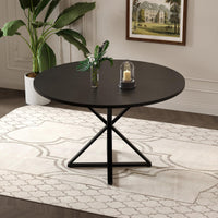 Table de salle à manger ronde Garvee de 119 cm (47 pouces) avec piètement en métal, idéale pour la cuisine et la salle à manger. Plateau en MDF résistant aux rayures et antidérapant, pouvant accueillir 4 à 6 personnes.