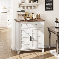 Garvee Meuble de rangement style ferme, étagère réglable à 3 niveaux, 7 positions, bois rustique, pour cuisine et salle à manger, 40 × 80 × 91 cm, marron