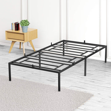Cadre de lit Garvee pour lit simple, en métal robuste, sommier à lattes en acier noir de 35,5 cm (14 pouces), idéal pour la chambre à coucher.