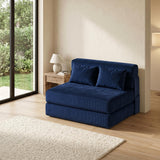 Garvee canapé-lit convertible 2-en-1 design pliable mousse haute résilience tissu côtelé compact salon et chambre, bleu marine - bleu marine