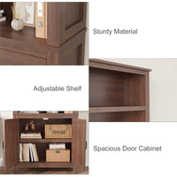 Garvee bibliothèque de style ferme 180 cm avec portes, 5 niveaux, en bois MDF robuste, aspect bois rétro, idéale pour le salon, le bureau ou la bibliothèque