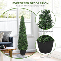 Garvee Lot de 2 topiaires artificielles pyramidales de 122 cm, résistantes aux UV, décoration verte pour terrasse et jardin