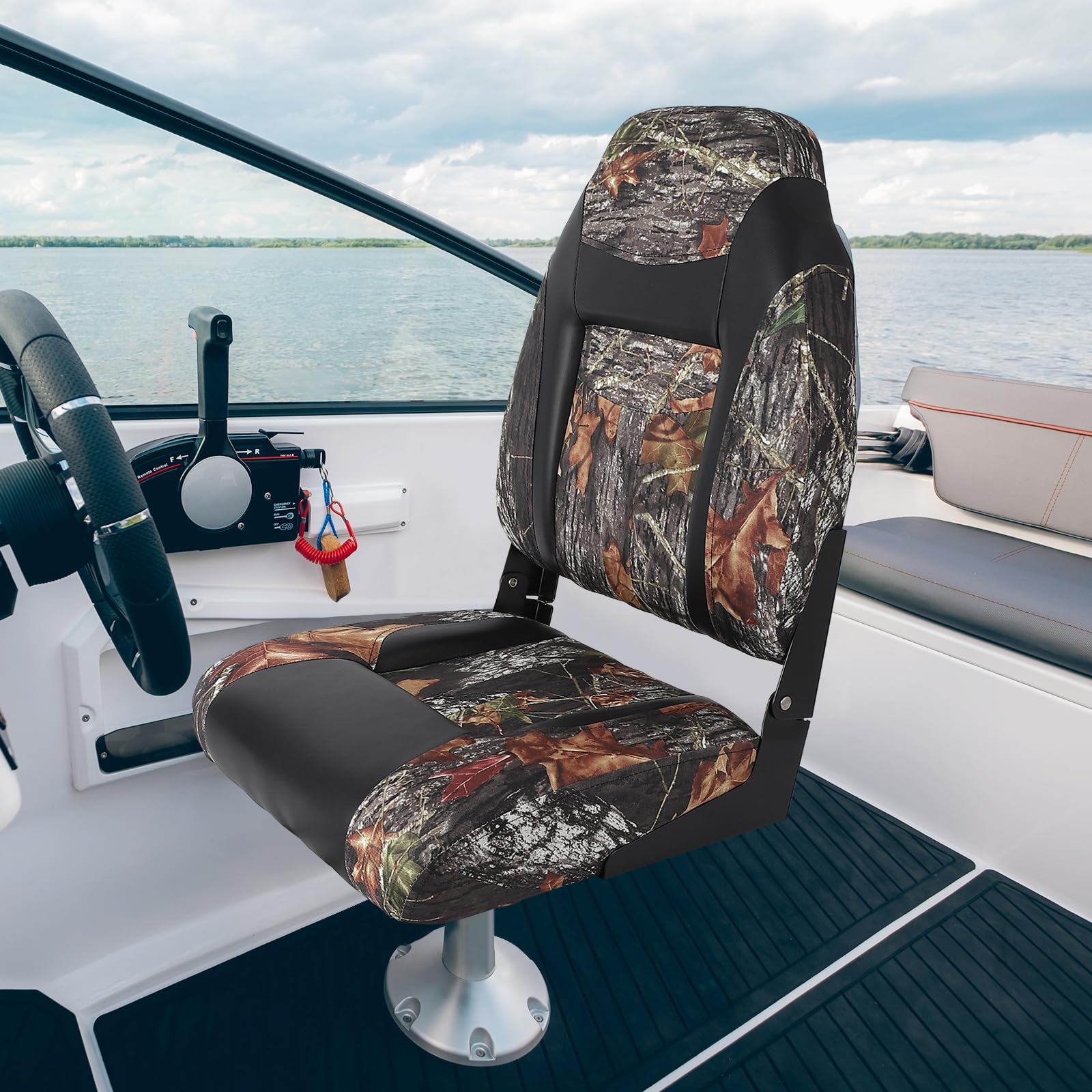 Garvee Lot de 2 sièges de bateau à dossier haut, design pliable, mousse épaisse et revêtement PVC résistant, pour bateaux de pêche et de plaisance