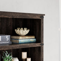 Garvee bibliothèque basse 80 × 31 × 102 cm, 4 niveaux ouverts, finition chêne, style industriel
