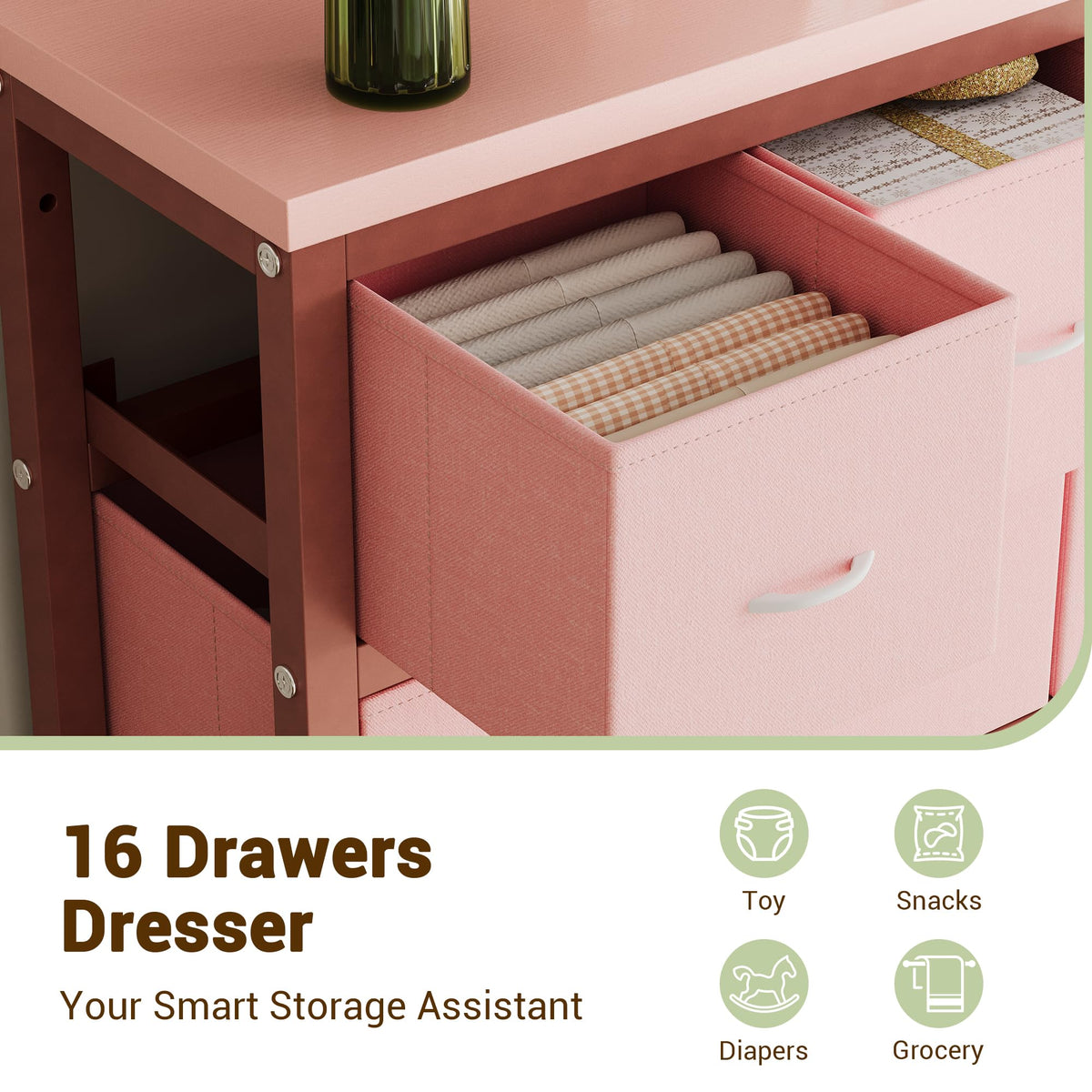 Garvee commode à 16 tiroirs en tissu, idéale pour la chambre, la cuisine, le bureau, l'entrée, le salon, le couloir ou la chambre d'enfant