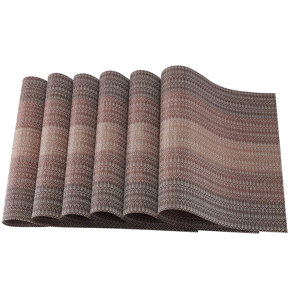 Garvee Lot de 6 sets de table isolants thermiques en PVC rouge 30x45cm, écologiques et antidérapants