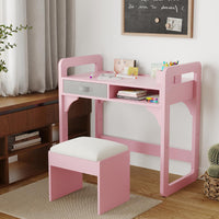 Ensemble bureau et chaise pour enfants Garvee, hauteur réglable et rangement pour apprendre et jouer, 81 cm (H) x 84 cm (L) x 46 cm (l), rose
