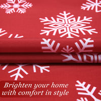 Nappe de Noël ronde Garvee à motif flocons de neige, déperlante, en polyester, rouge et blanche, 152 cm (60 pouces), décoration hivernale