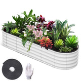 Garvee Potager surélevé, en métal ovale, avec revêtement aluminium-magnésium-zinc, pour le jardin, robuste, tous temps, flexible et durable