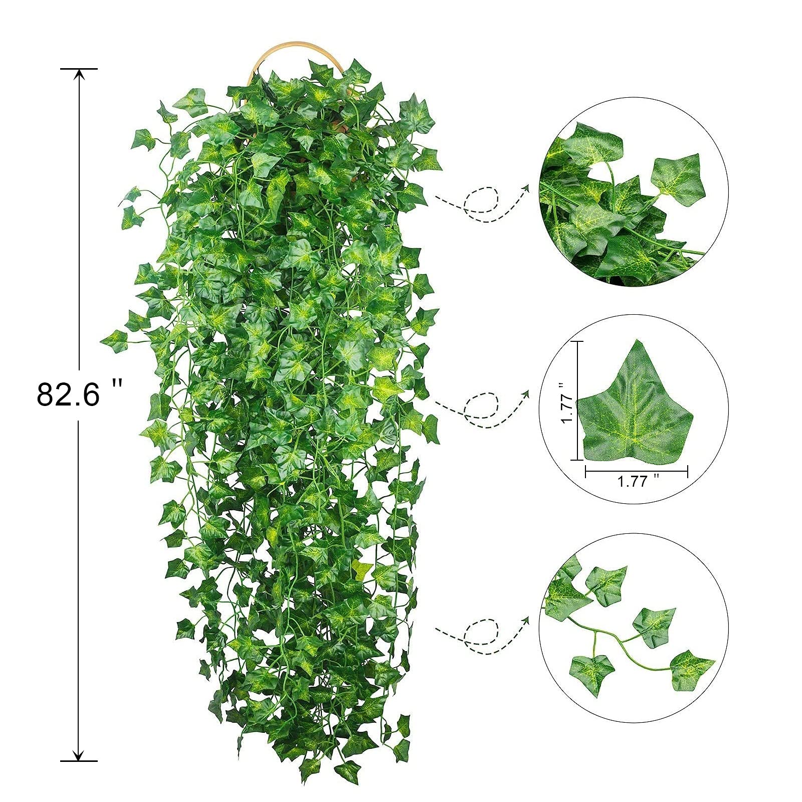 Guirlande de lierre artificiel Garvee, 16 pièces, 2,1 m, plantes vertes suspendues pour bureau, cuisine, mariage, jardin, décoration murale