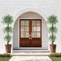 Garvee Ficus artificiel panaché blanc 180 cm en PE, feuillage réaliste et durable pour décoration intérieure et extérieure