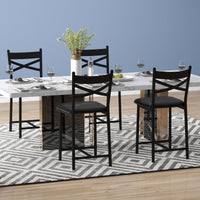 Ensemble de 4 tabourets de bar Garvee, 57 cm (22,4 pouces), dossier en forme de X, rembourrage épais, structure en métal, revêtement en cuir PU, marron-noir rustique pour la cuisine et la salle à manger