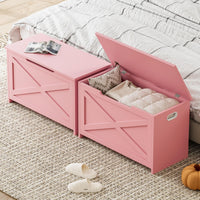 Banc de rangement en bois Garvee de 76 cm avec verrou de sécurité pour salon et chambre, grand banc à chaussures, robuste, marron