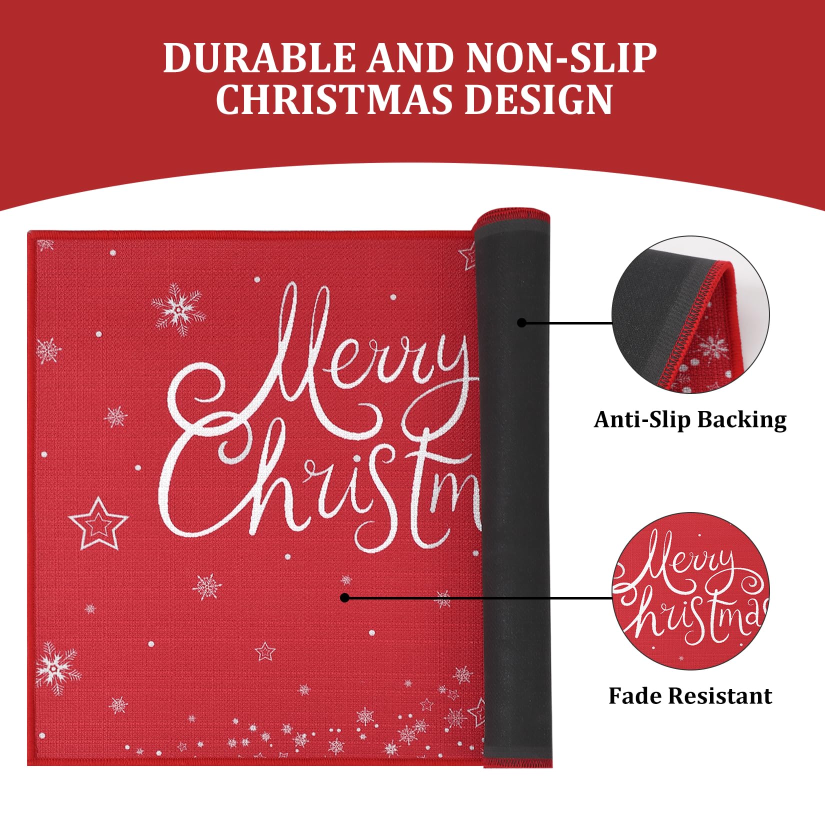 Tapis de porte décoratif Garvee Kerst Welcome, motif sapin de Noël, antidérapant, en caoutchouc, pour intérieur et extérieur, 50 x 80 cm