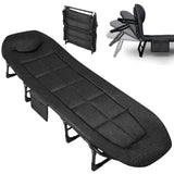 Garvee Lit De Camping Pliable 190,5 cm Avec Coussin Et Oreiller, Cadre Acier Robuste, Support 227 kg, Léger Pour Plage Et Extérieur - Noir