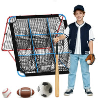 Filet de rebond Garvee pour le baseball, avec 9 poches, pliable et stable, idéal pour l'entraînement en extérieur et en intérieur, ainsi que pour le football et le volley-ball.