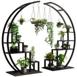 Garvee Support Plantes Intérieur 5 Niveaux, Étagère Métallique Demi-Lune, Structure Robuste en Acier, Pour Salon et Balcon, 56in, Noir - 