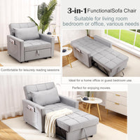 Canapé-lit/fauteuil convertible 3 en 1 Garvee, revêtement en lin, gain de place, 192 x 96 x 59 cm, gris