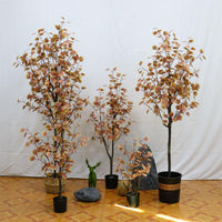Eucalyptus artificiel Garvee de 1,8 m avec feuilles en soie, idéal pour le salon et l'extérieur, pot en plastique, feuillage d'automne, aspect réaliste, facile d'entretien.
