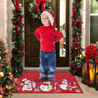 Paillasson de Noël Garvee Bonhomme de neige rustique antidérapant en coton style ferme 40x60cm intérieur et extérieur
