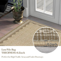 Tapis de salon moderne Garvee 120 x 170 cm, lavable, antidérapant, à poils courts, coloris lin