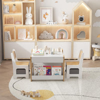 Ensemble table et chaises pour enfants Garvee 4 en 1, table d'activités avec rangement, bois, multifonctionnelle, sûre, pour chambre d'enfant